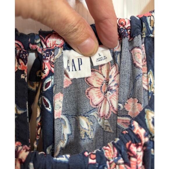 Gap Women L Halter Tie Navy Floral Maxi Dress Spring Casual - Picture 3 of 8